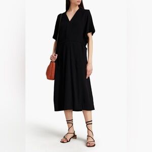 Rag And Bone Elegant Gathered Cotton Black Midi Dress